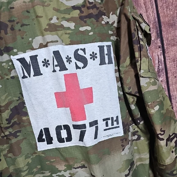 Camouflage Military Jacket with M*A*S*H Patch - Picture 2 of 9
